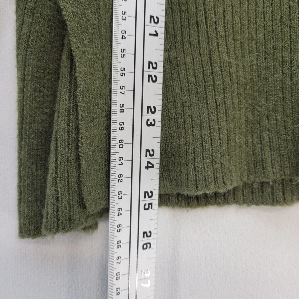 J.Crew Turtleneck Sweater Women XS Green Merino Wool‎ Alpaca Blend Side Slit